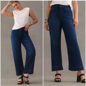 Pilcro The Skipper Jeans Womens 34 Blue Wide Leg Cropped